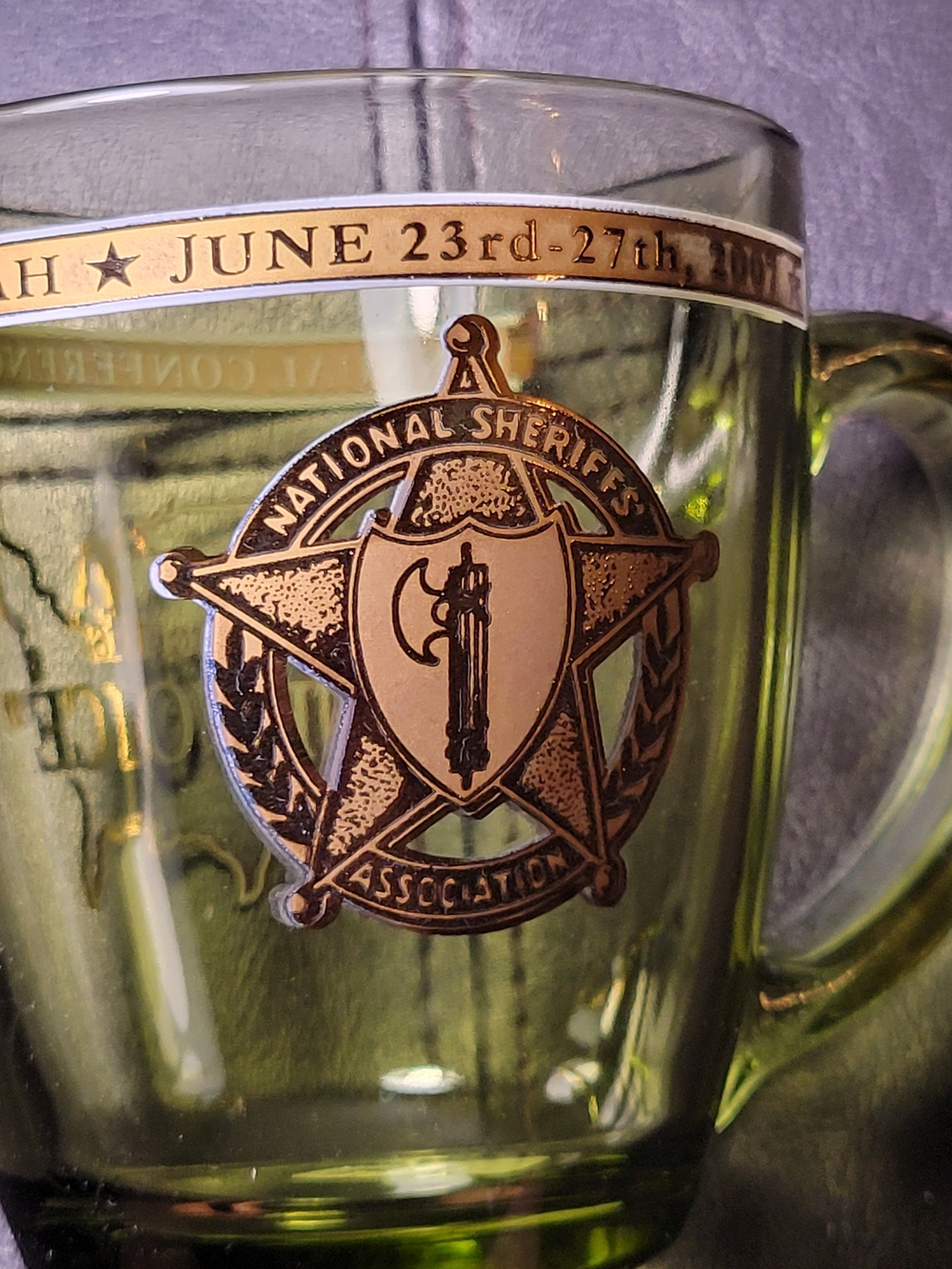 National Sheriffs Association Green Glass Mug